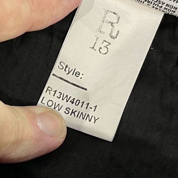 R13 Low Skinny Black Jeans. Size 25. - Picture 9 of 11